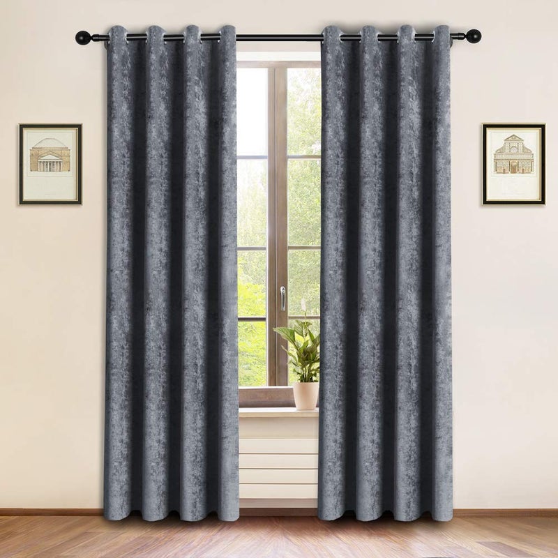 ELKCA Grey Room Curtain for Bedroom Double-Sided Chenille Window Curtains for Living Room,Pack of 2 (Grey, 52" W x 84" L) - Image 1